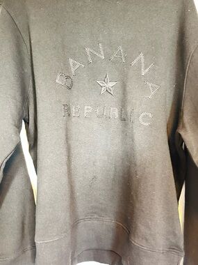 Banana Republic Factory Black Crewneck Sweatshirt with Embroidered Logo